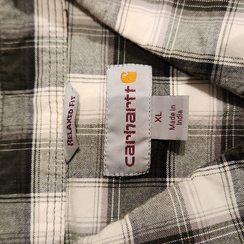 EUC Carhartt Relaxed Fit Men's sz XL Plaid Button Down Shirt - Picture 3 of 5